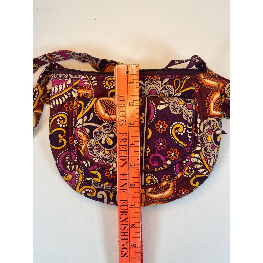 Vera Bradley Plum Crazy Paisley Quilted Cotton Crossbody Bag Purple Orange - Picture 6 of 8